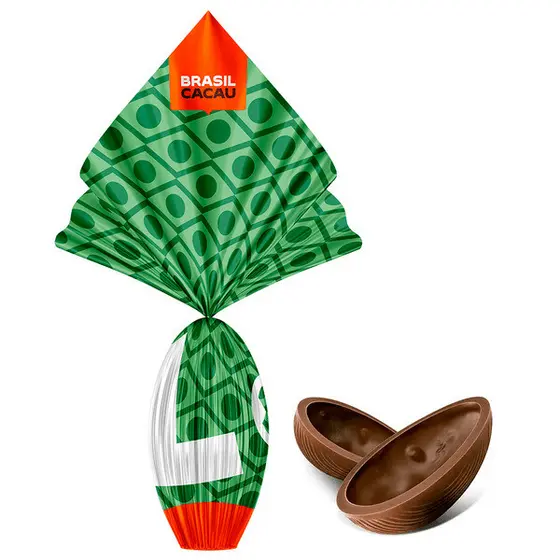 Cacau Brasil Ovo de Páscoa com Bola de Futebol Brasil 120g Cacau Brasil Produto Novo Envio Rápido Garantia 30 Dias