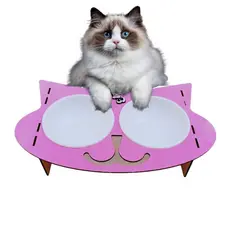 pet gato comedouro bebedouro colorido gato alto duplo com 2 pote de plastico ração para gatos 400ml