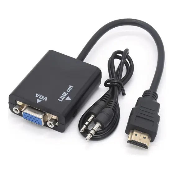 Cabo Conversor Hdmi Para Vga Full Hd 1080p Com Áudio P2