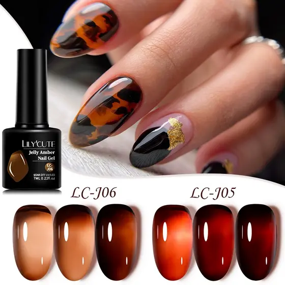 7ml Gótico Gel De Unhas Âmbar Caramelo Transparente De Esmalte Arte UV Verniz