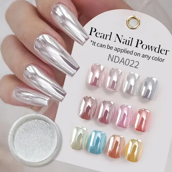 Pigmento Em Pó De Unhas Pérola Esfregão Branco Glitter Arte Cromado Decoração Auroras