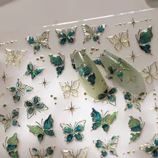 Borboleta Dourada 3D Nail Art Adesivos Bronzeamento De Alta Qualidade DIY Manicure Decalque Decoração
