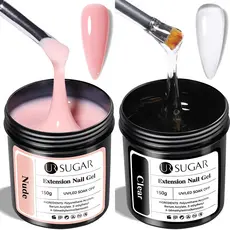 UR SUGAR 150g 2pcs Gel Lácteo Branco De Extensão Rápida Conjunto De Base De Borracha Neon Embebido Em UV Gel De Extensão