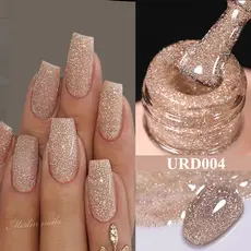 UR SUGAR 15ml Champanhe Ouro Tira Reflexiva Glitter Gel Unha Polonês Verniz Semi Permanente Embeber Fora UV Para Manicu