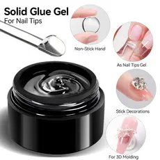 UR SUGAR Conjunto De Cola De Gel Sólida Para Unhas , 5 Peças , Prensar Nas Adesivo Forte , Ponta Transparente , Kit UV