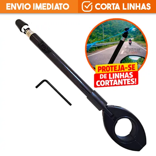 Antena Corta Pipa em Aço Inox Retrátil Anti Cerol para Moto - 6 Estágios - Fixação no Guidão
