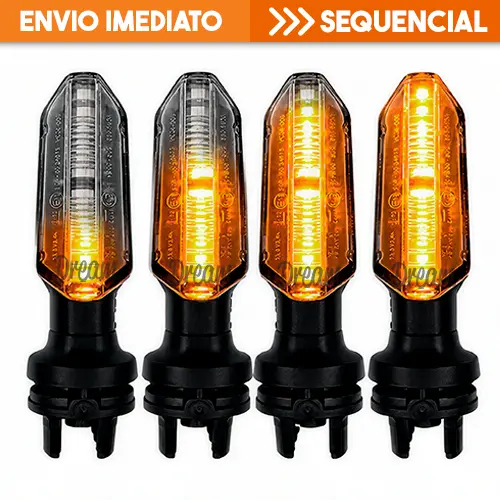 Piscas Moto Seta Led Sequencial Kit 2 ou 4 Fan 160 Titan 150 Twister CB250 XRE300 Titan