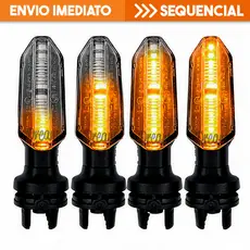 Piscas Moto Seta Led Sequencial Kit 2 ou 4 Fan 160 Titan 150 Twister CB250 XRE300 Titan