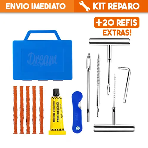 Kit Reparo Pneu Profissional Maleta 5 15 e 20 Refis Para Reparo De Pneu Bike Carro Moto e Bicicleta