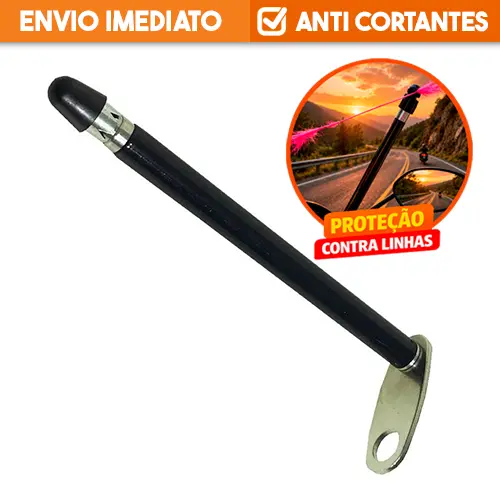 Antena Corta Pipa em Aço Inox Retrátil Anti Cerol para Moto - 6 Estágios - Fixação no Retrovisor