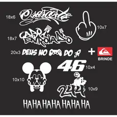 Adesivos para motos carros e bicicletas - haha, rato , 46, 244, Deus no controle, dedo, osascorte, cabo enrolado