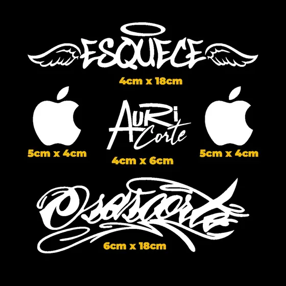 Kit 5 Adesivos para bike moto carro original de alta durabilidade esquece osascorte maçâ auricorte