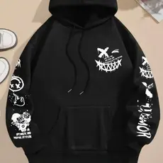 Moletom Algodão Flanelado Canguru Bolsos Capuz Sorriso Desing Smile Streetwear Tendencia Inverno