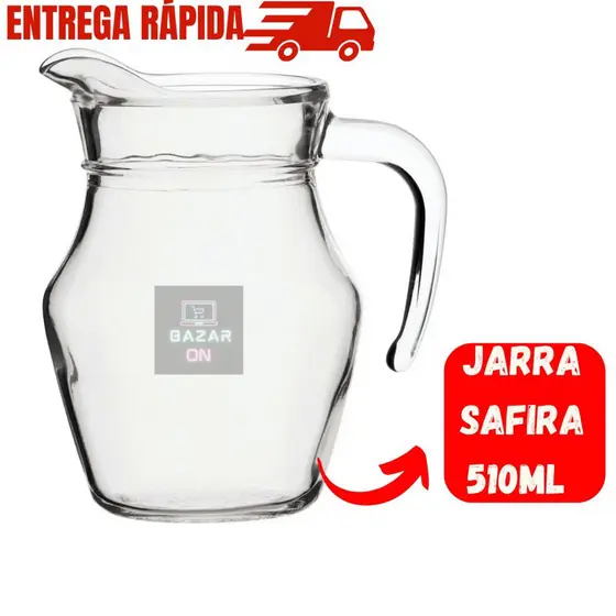 Jarra de Vidro Safira 500ml Para Sucos Refrescos Água Chá Refrigerante