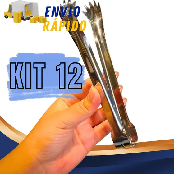 Kit Jogo 12 Pegadores de Gelo com Garra Para Balde de Gelo Multiuso Drinks Aço Inox Bebidas Suco