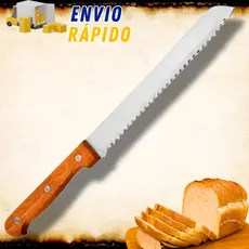 Faca Para Pão Cabo De Madeira Serra Serrilhada Grande 8 Bolo Profissional 32cm Cozinha Talher