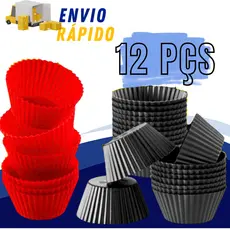 Kit 12 Forminhas De CupCake Silicone Forma Bolinho Air Fryer Mini Bolo Assadeira Confeitaria Empada