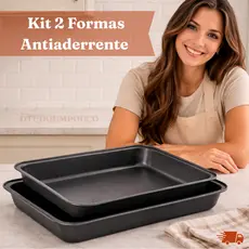 Kit 2 Formas Antiaderente Grande Bolo Lasanheira 42cm + 47cm