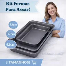 Conjunto de assadeiras antiaderente retangular teflon alta formas de bolo pão de queijo 3 pcs preta