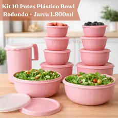 Kit 10 Bowls + Jarra 1,8L | Potes Herméticos BPA Free | Cozinha Completa