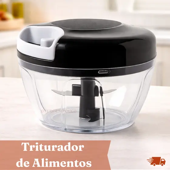 Triturador Manual 500ml 3 Lâminas Aço Inox – Processa Rápido Legumes, Alho e Temperos