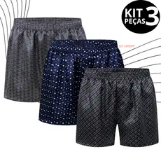 Kit com 3 Samba Canção Masculino - Short de Dormir - Cueca - Pijama - calção