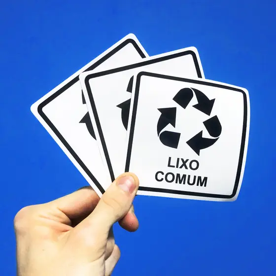 Kit com 3 Adesivos Autocolante Vinil para Lixo Comum / Resíduo Infectante para Lixeiras