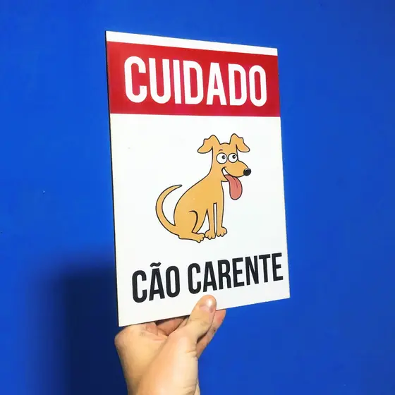 Poster Cuidado Cão Carente para Decoração (Feito de MDF e Adesivo )