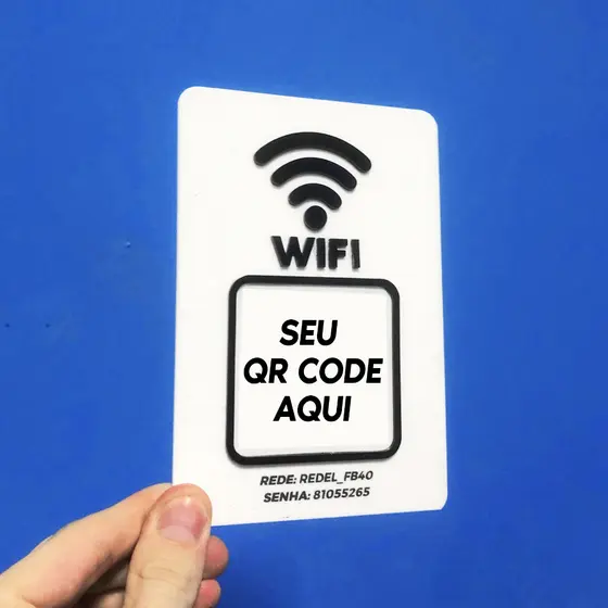 Placa de WI-FI para seu Estabelecimento Loja Restaurante - Preto Branco Acrilico