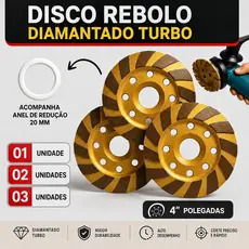 Disco Rebolo Desbaste 4 Polegadas 100mm Diamantado Turbo Cerâmica Concreto Porcelanato Esmerilhadeira