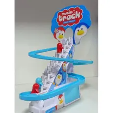 Brinquedo Pinguim Escorrega Pista Musical Escada Com Luzes á Pilha