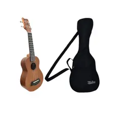 Ukulele Concert Mahina 23K Capa Palheta Madeira Natural Corda Aquila Tarraxa Blindada Kit