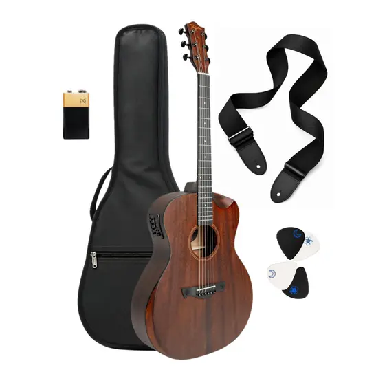 Kit Violão Cutaway Tagima cor marrom Natural Bag Corrreia Palheta