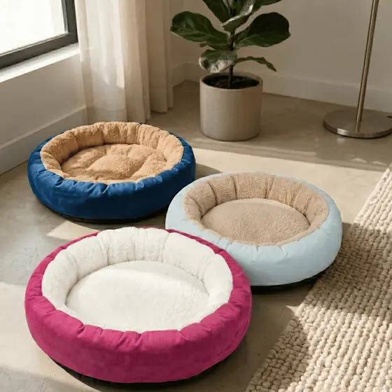 Caminha Redonda Pet Sherpa Cama para Cachorro e Gato 50x50 Macia Confortável Pelo de Carneiro