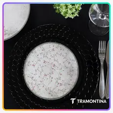 Jogo de Pratos Jantar Floralis Tramontina Porcelana Conjunto de Pratos Raso, Fundo e Sobremesa Kits