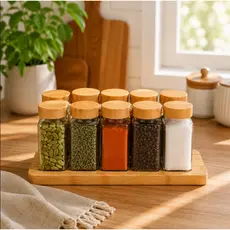 Potes de Vidro Com Tampa de Bambu 120ml