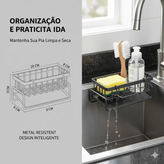 Suporte multifuncional pia cozinha e banheiro organizar detergente esponja