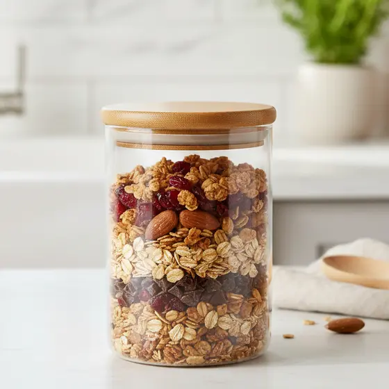 Pote de Vidro Hermético Porta Temperos e Mantimentos com Tampa de Bambu 250ml