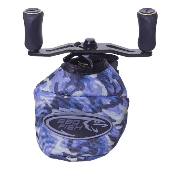Capa Proteção para Carretilha/Molinete Esporte Pesca Bad Fish Azul Camuflado