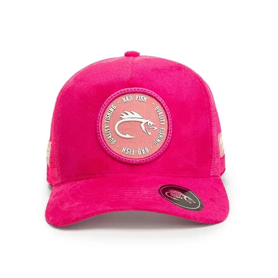 Boné de Pesca Esportivo com Aba Curvada em Suede Bad Fish - Rosa