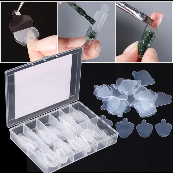 Molde F1 MOLDE + Adesivo 120un Francesa Reversa Linha Francesa De Silicone Macio  Duplas Falsas Pontas De Fringe Guias