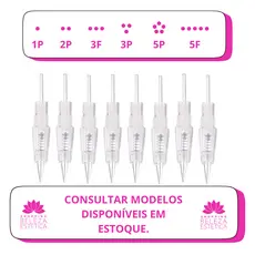 Kit 10 Agulhas Dermografo De Rosca 1, 3 E 5, 7 Pontas Circular ou Linear