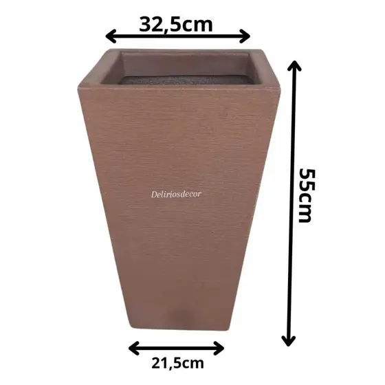Vaso de Plantas e Flores, Decorativo em Polietileno, Coluna Quadrada Texturizada - 81