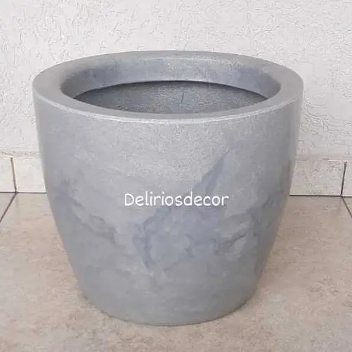 Vaso de planta e flores Decorativo em Polietileno,  Redondo liso Marmorizado  M73