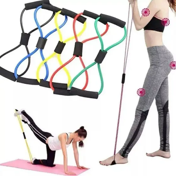 Elásticos formato em 8  Para Malhar - Extensor Academia / Treino Pilates / Exercícios Alongamento/ CrossTube