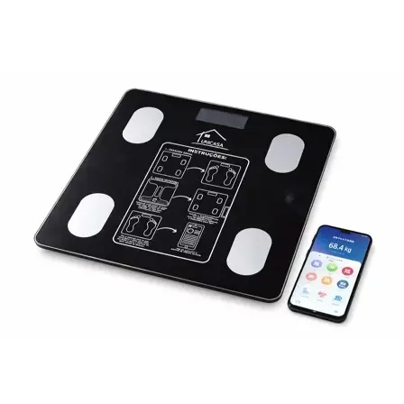 Balança Inteligente com Bioimpedância, Quadrada Digital De Banheiro Academia App Integrado e Capacidade de até 180kg