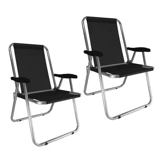 Kit 2 Cadeira Praia Max Alumínio Oversize Reforçada Até 140kg Zaka