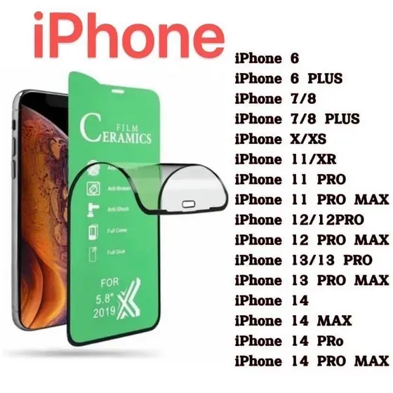 elícula Cerâmica HD Brilhante Transparente iPhone 6 7 8 Plus XR Xs 11 12 13 14 15 Pro 16 17 Pro Max
