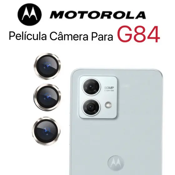 Kit(2Pcs)Película De Câmera LISO Para Motorola G84 Protetor De Lente Vidro Temperado Com Anel De Metal