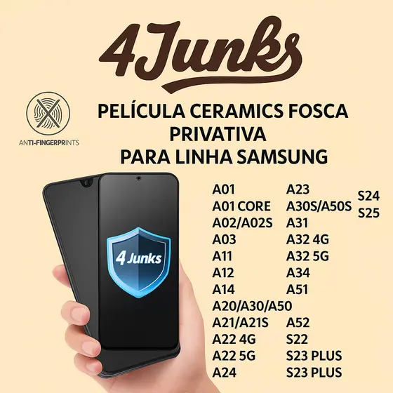 Película Cerâmica Fosca Privacidade Samsung A02 A05 A14 A15 A16 A31 A51 A71 A50 S21 S22 S23 S24 S25